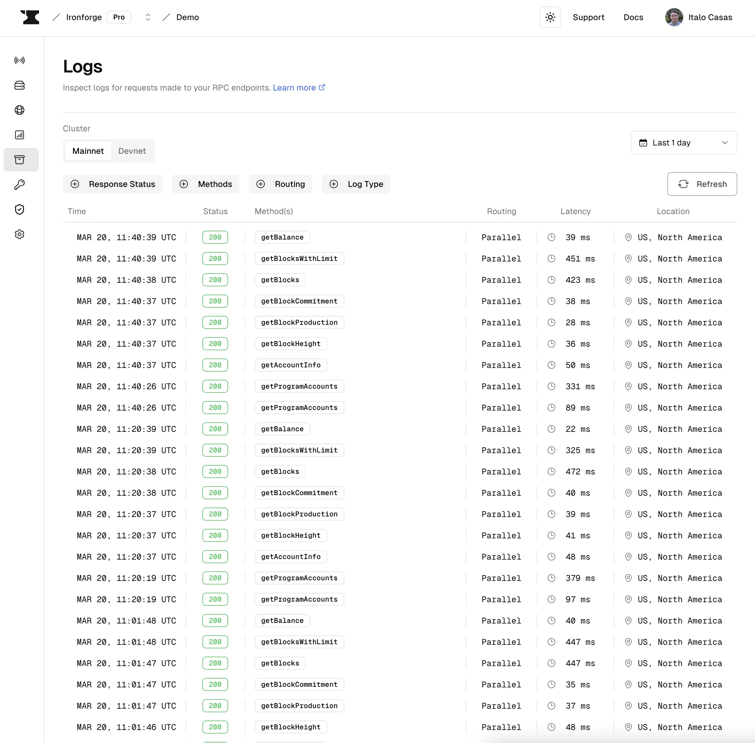 Screenshot of RPC Logs